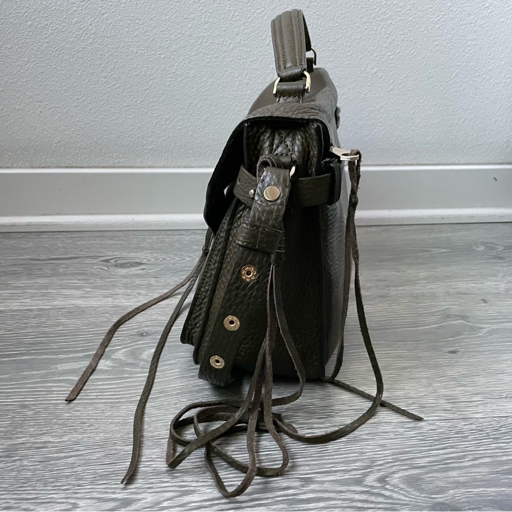 Rebecca Minkoff Large Darren Leather Messenger Bag Olive Green - Picture 2 of 3